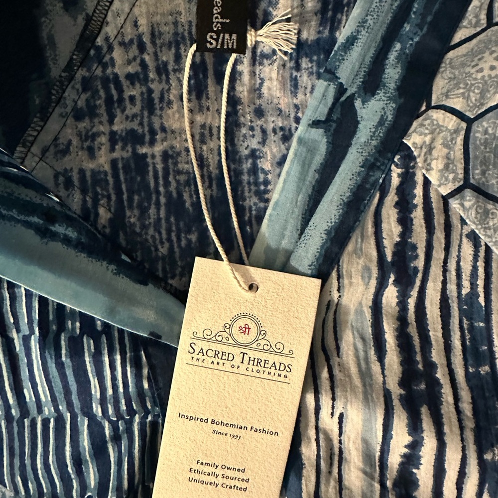 Sacred Threads Blue and White Patchwork Blazer - image 3